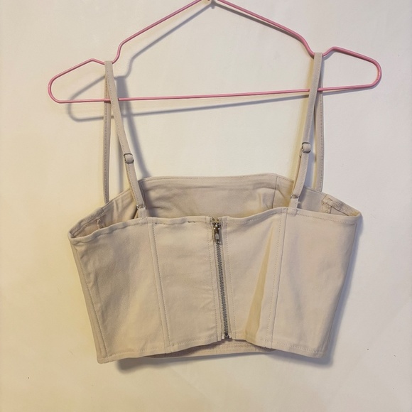 Forever 21 Corset Bustier Sleeveless Cami Tank Crop Top Tan Womens Size Medium - Picture 2 of 3